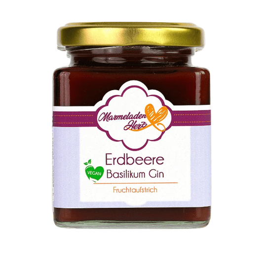 Erdbeere Basilikum Gin Fruchtaufstrich - Marmeladenherz