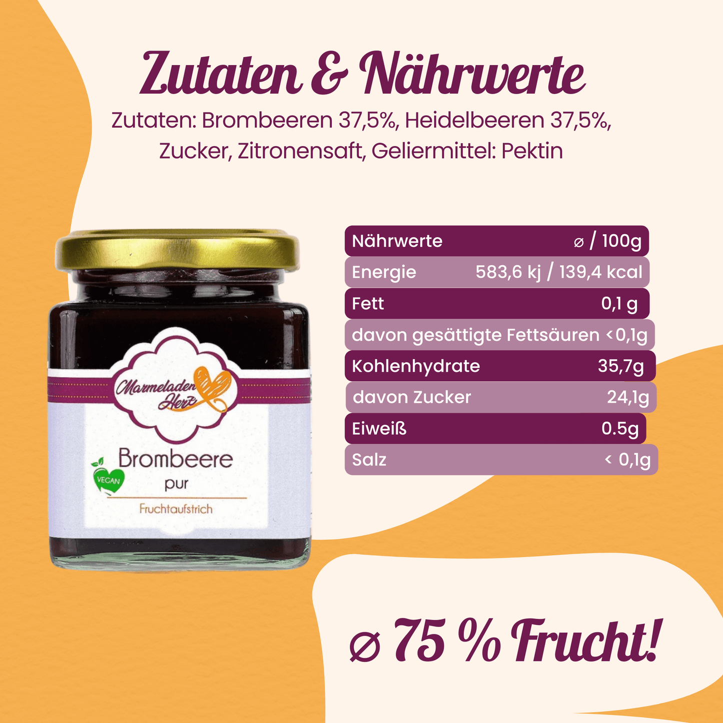 Brombeere pur Fruchtaufstrich - Marmeladenherz