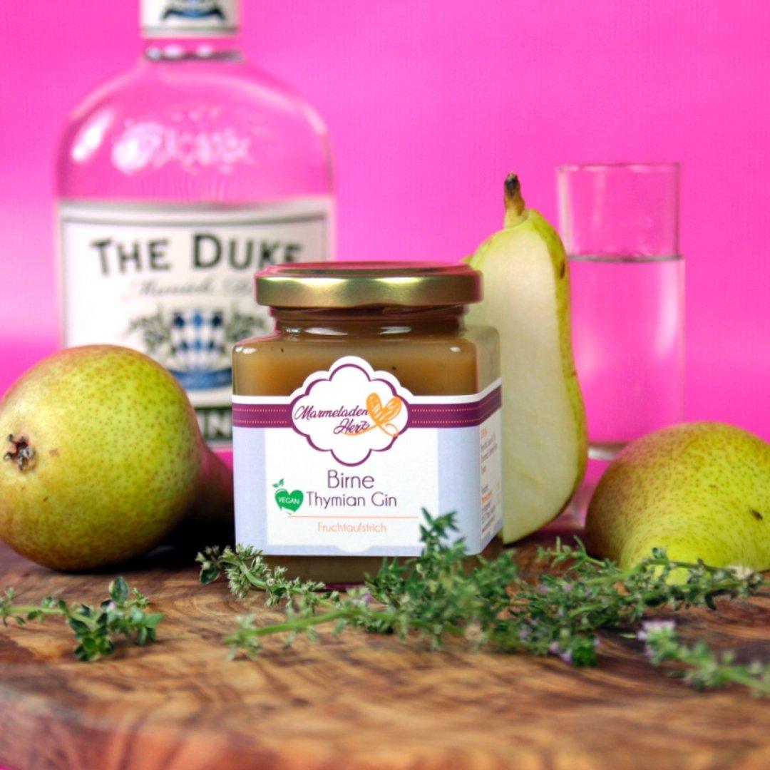 Birne Thymian Gin Fruchtaufstrich - Marmeladenherz