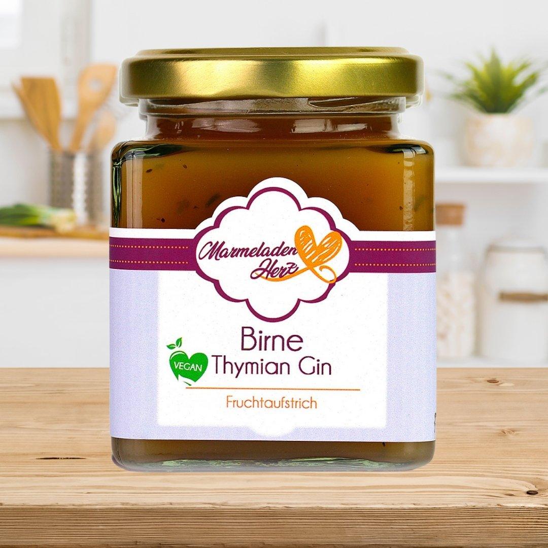 Birne Thymian Gin Fruchtaufstrich - Marmeladenherz