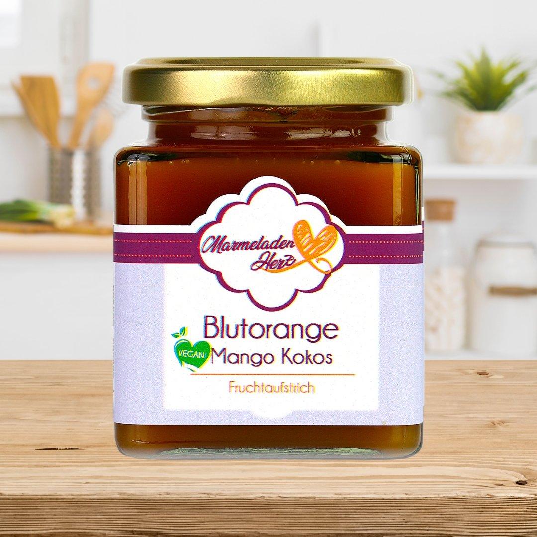 Blutorange Mango Kokos Fruchtaufstrich - Marmeladenherz